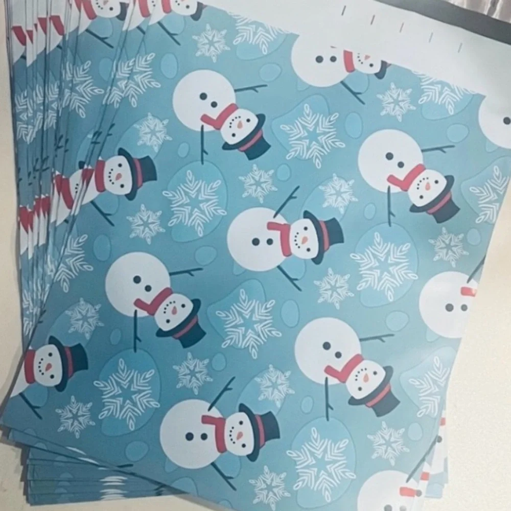 Snowman With Snowflakes 25 Pack 10”x13” Secure Poly Mailers New